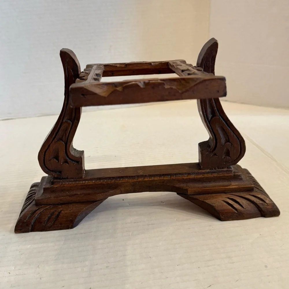 Antique Carved Wood Vanity Dresser Swivel Mirror Picture Frame Only Hand Made